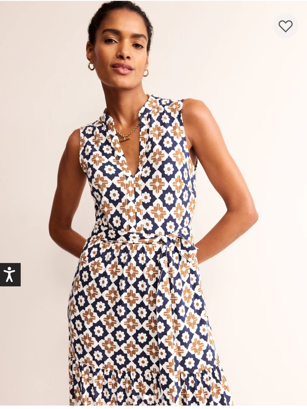 Boden Naomi Notch Jersey Maxi Dress Navy Floral Geometic 12 - Picture 2 of 9
